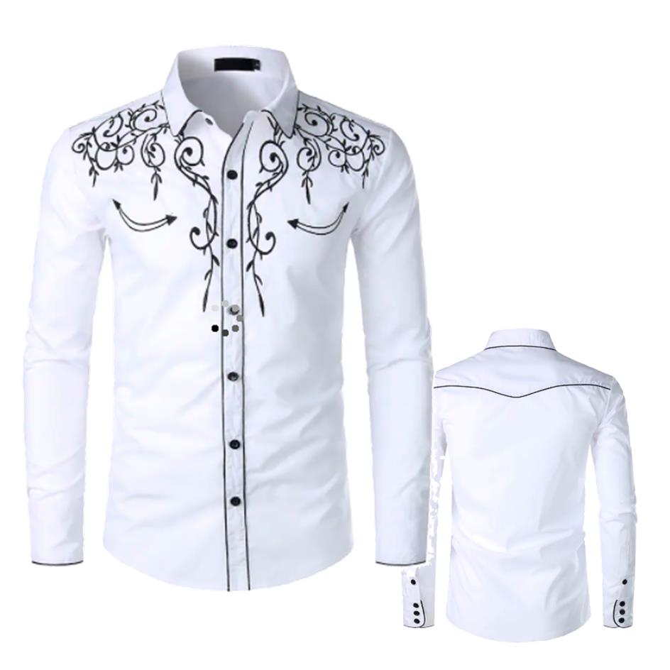 Modestone Mens White Embroidered Shirt